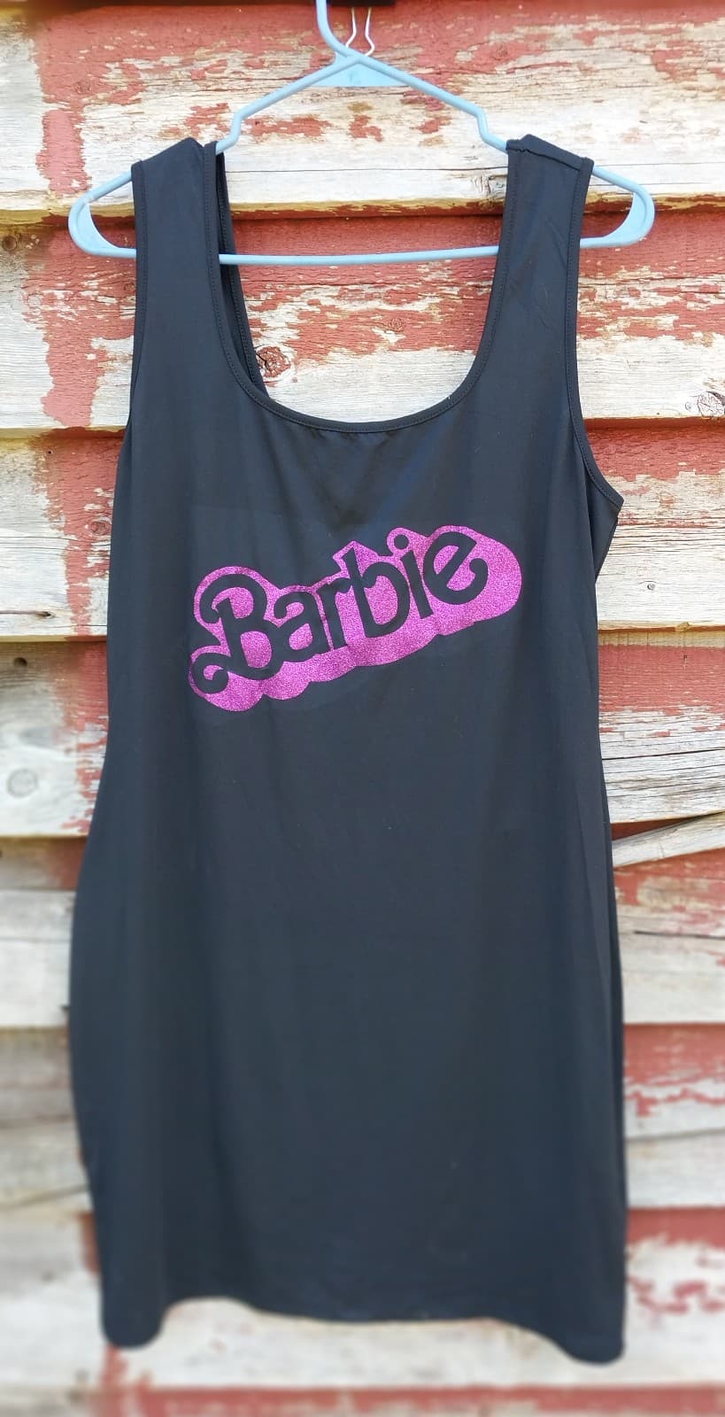 Barbie - Black With Pink Logo. Long Tank Top - Image 1