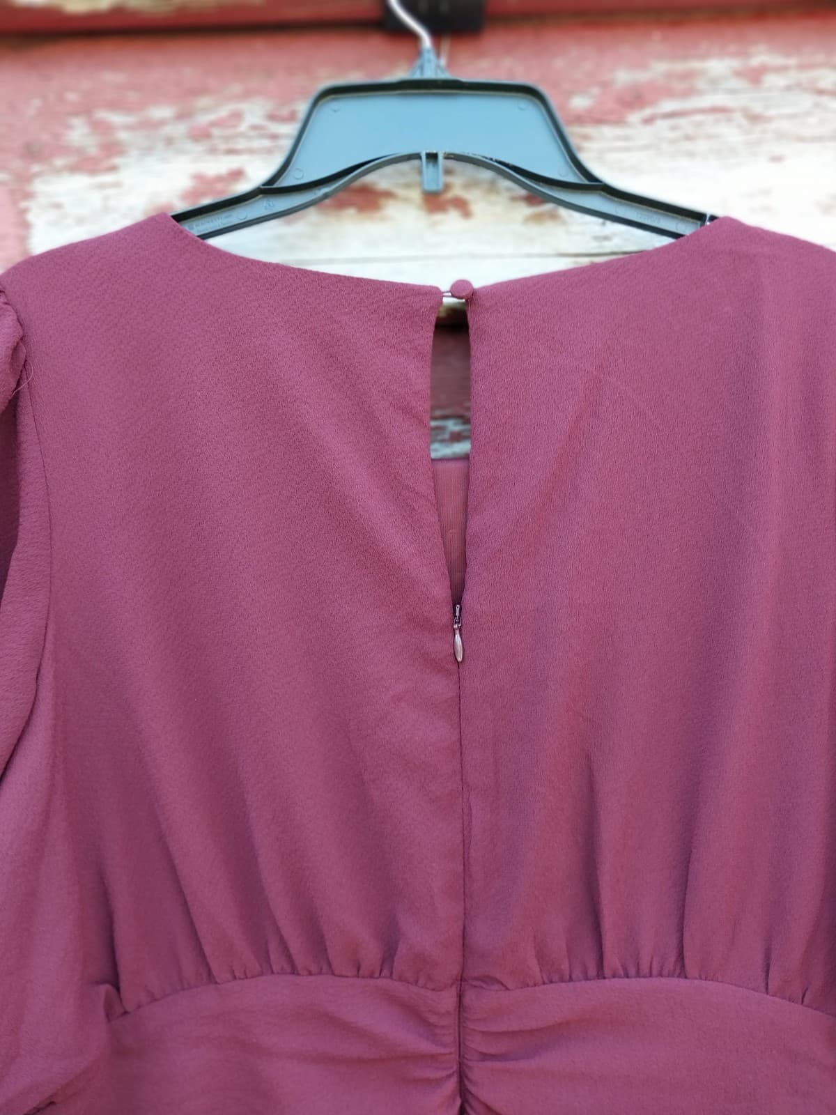 Express Sheath Dress Burgundy 100% Polyester Puff Sleeve Women's Size XL - Thumbnail 7