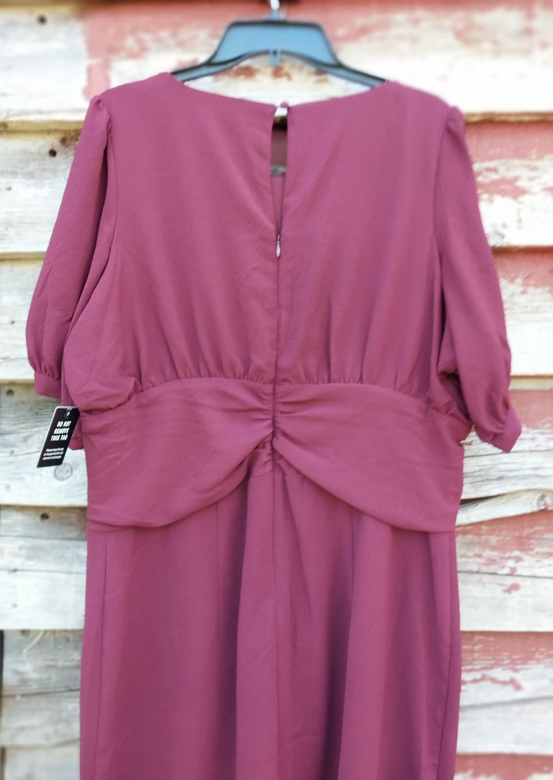 Express Sheath Dress Burgundy 100% Polyester Puff Sleeve Women's Size XL - Thumbnail 6