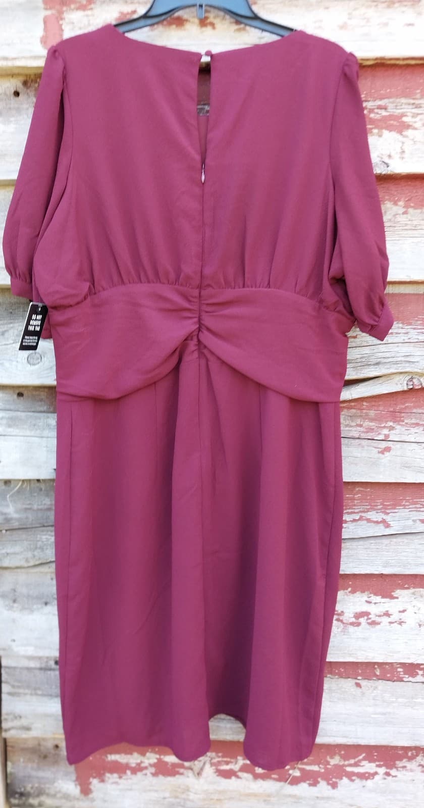 Express Sheath Dress Burgundy 100% Polyester Puff Sleeve Women's Size XL - Thumbnail 5