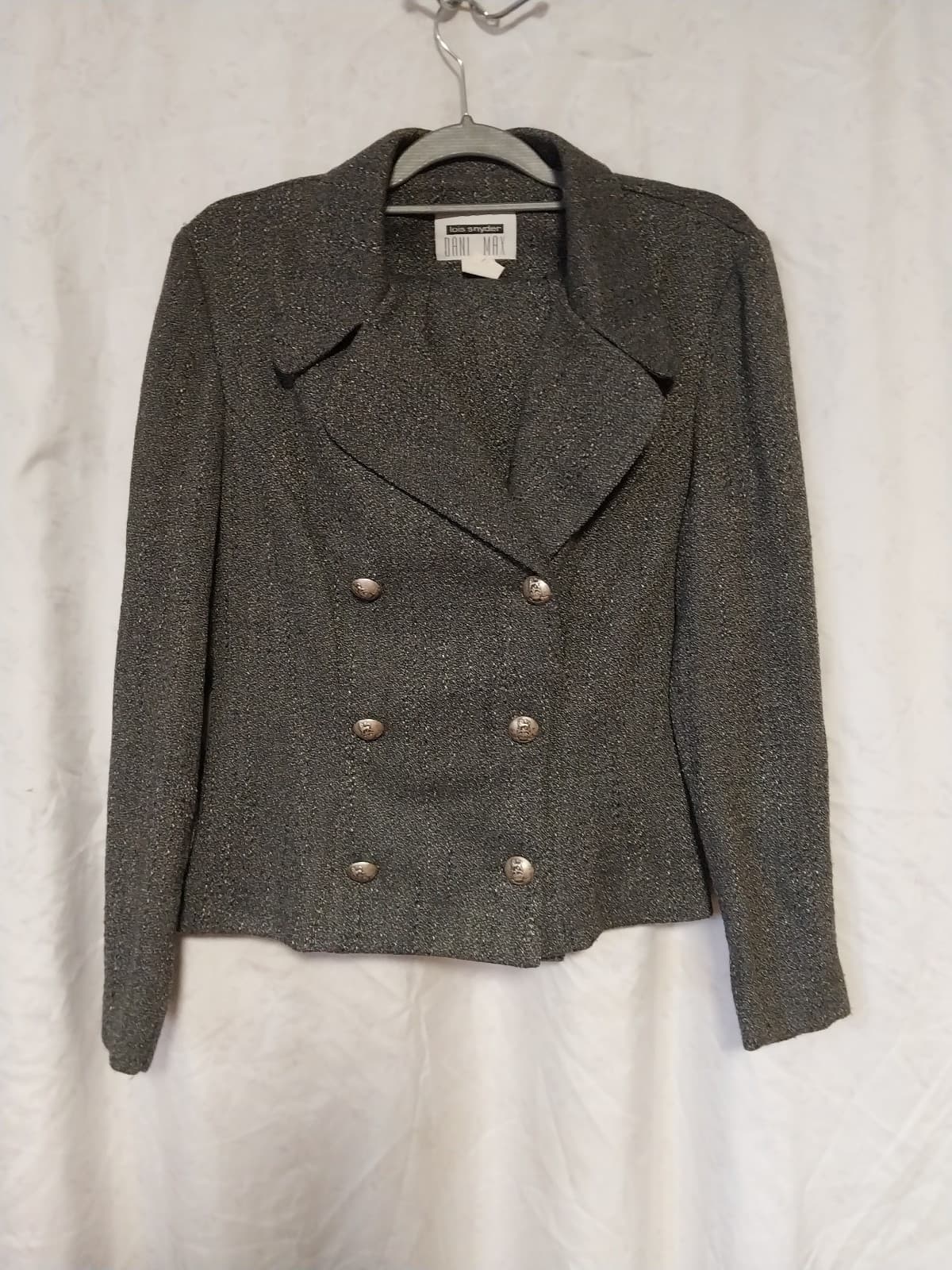 Dani Max. Women's Dark Grey Jacket Blazer & Skirt Button Up Long Sleeve - Thumbnail 8