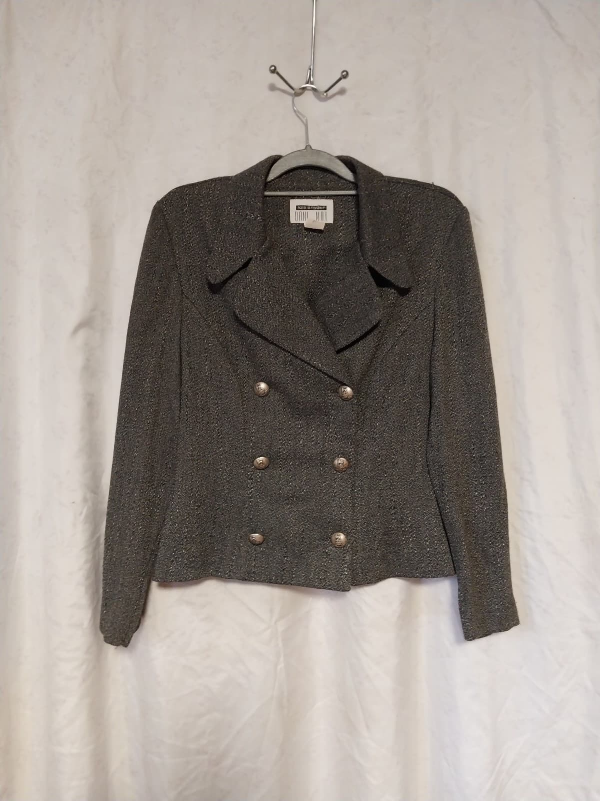Dani Max. Women's Dark Grey Jacket Blazer & Skirt Button Up Long Sleeve - Thumbnail 5