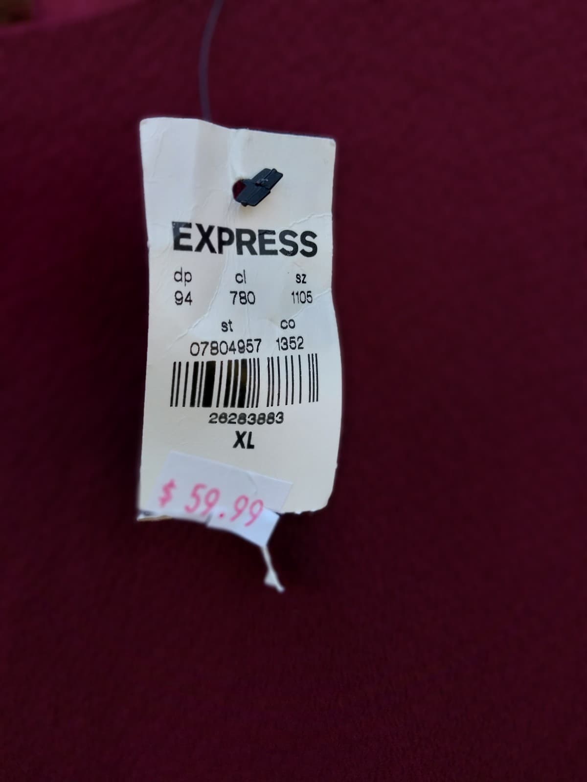 Express Sheath Dress Burgundy 100% Polyester Puff Sleeve Women's Size XL - Thumbnail 8