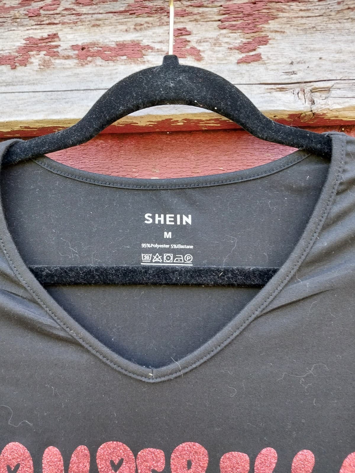 Shein "Vamperella" Black & Red is a V Neck shirt. Size Medium. Never Worn - Thumbnail 3