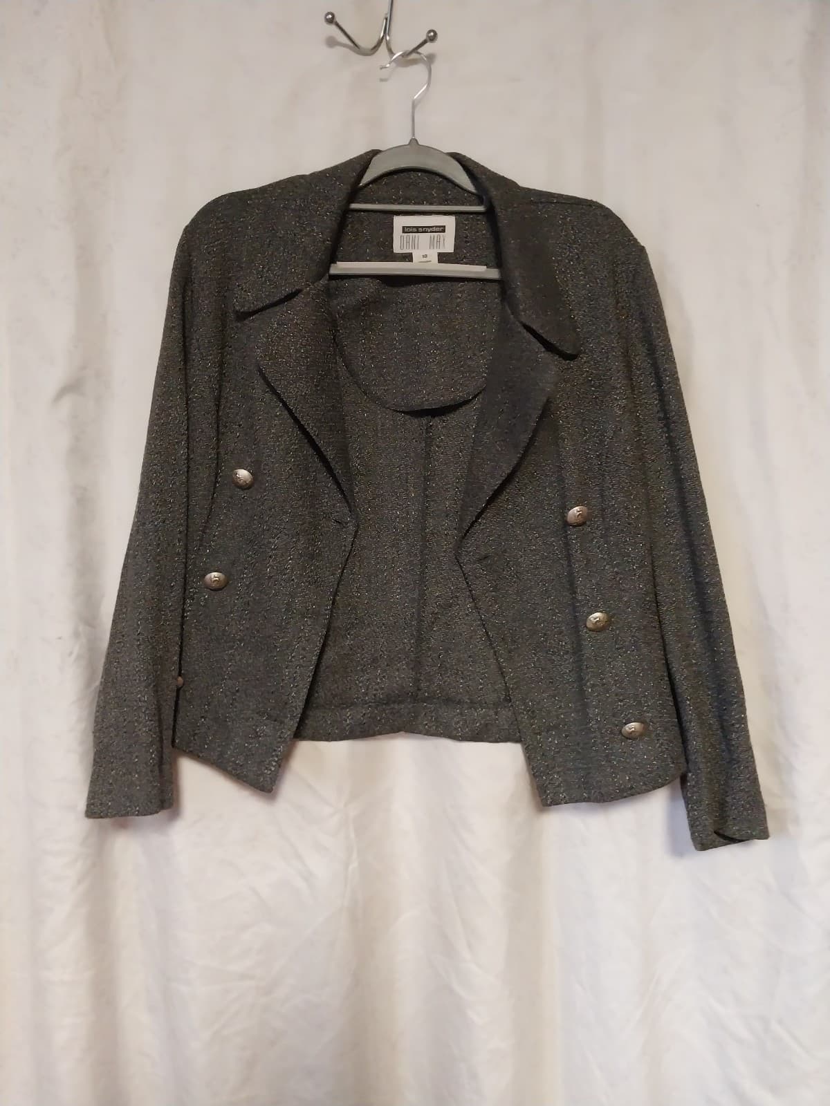 Dani Max. Women's Dark Grey Jacket Blazer & Skirt Button Up Long Sleeve - Thumbnail 3