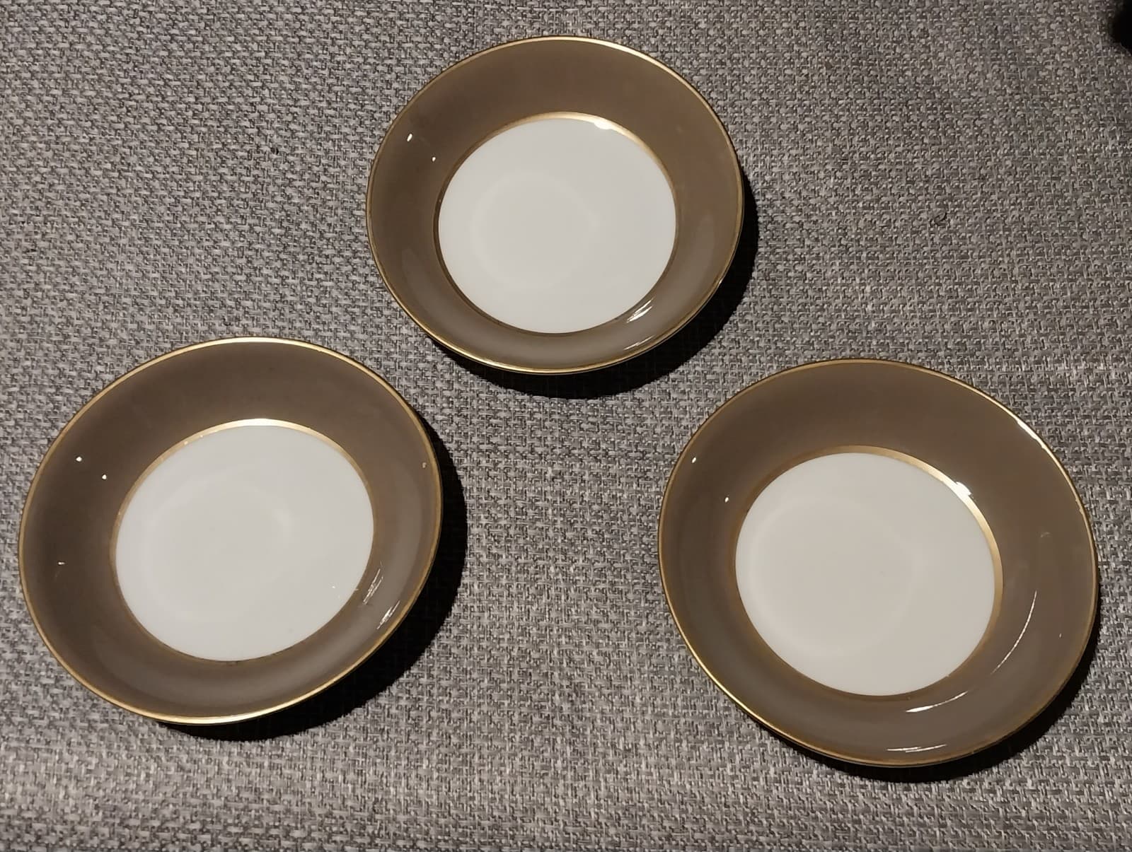 3 Royal Jackson Vogue Ceramic Fine China Soup Bowls with Gold Trim - Image 1