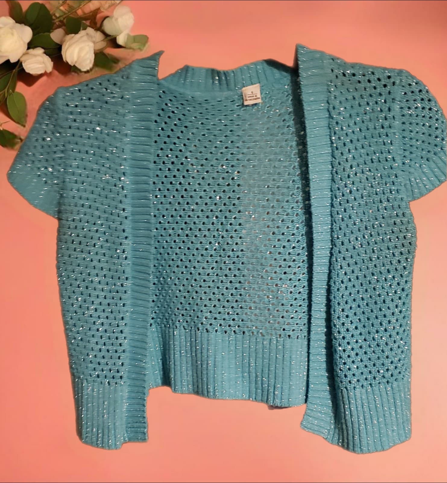 Open Weave Cropped Cardigan. Small - Image 1