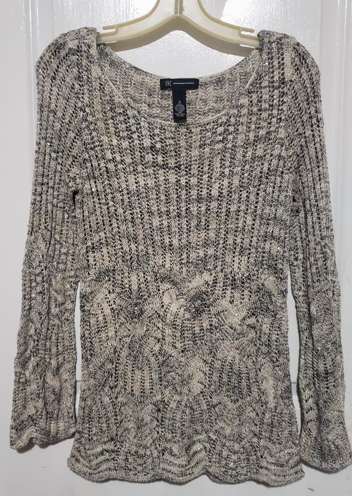 INC Concepts Sequin open knit sweater in great condition.Has bell sleeves cute - Image 1