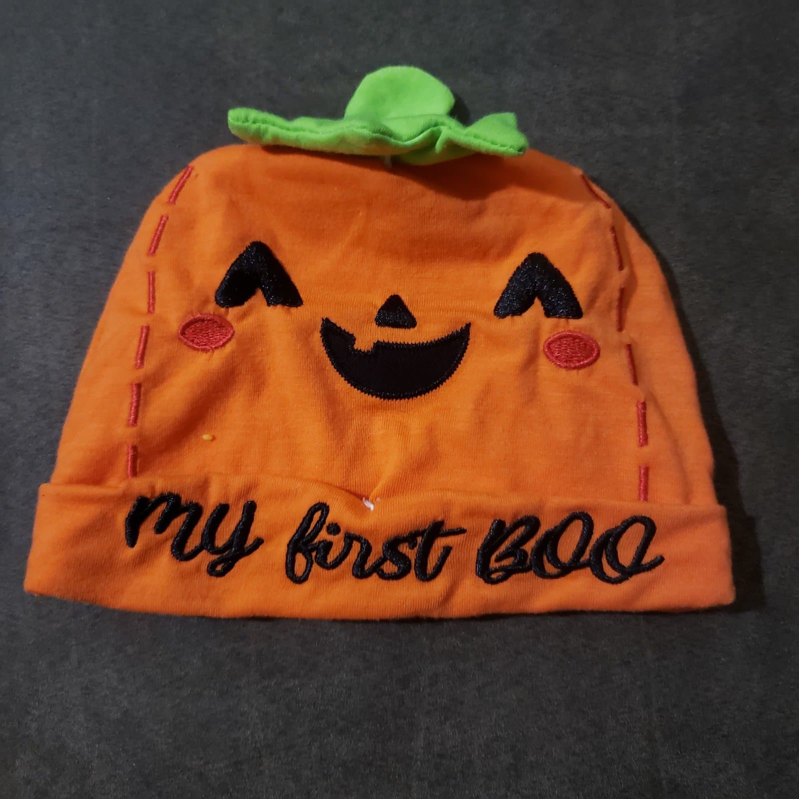 "My First Boo" Halloween Baby Boy or Girls Halloween Pumpkin Hat - Image 1