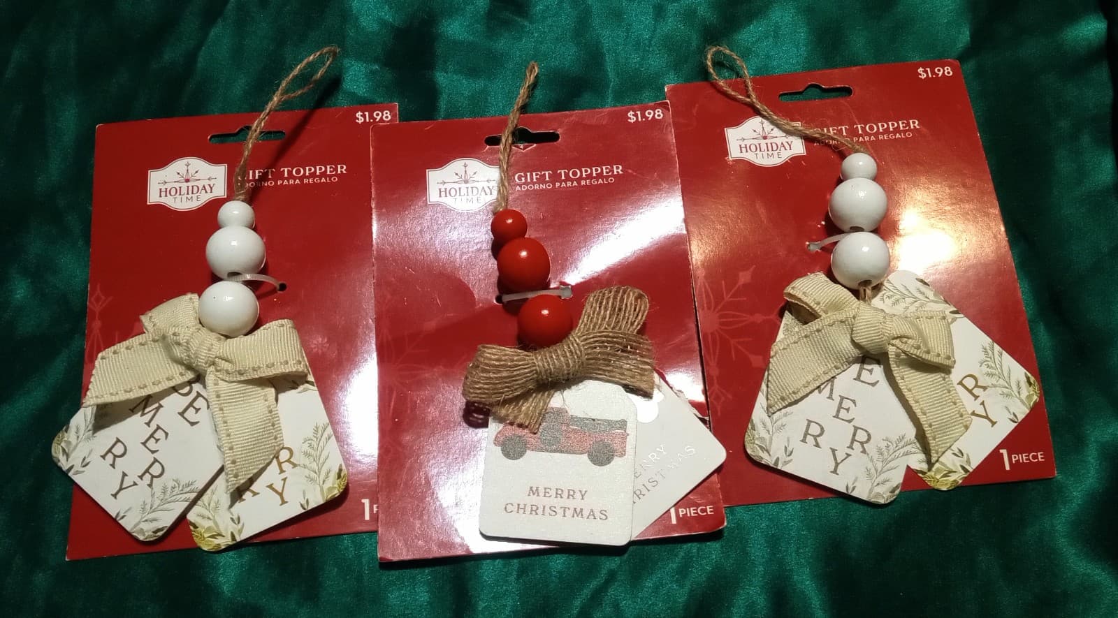 3 Holiday Time Merry Christmas Tag Gift Toppers - Image 1