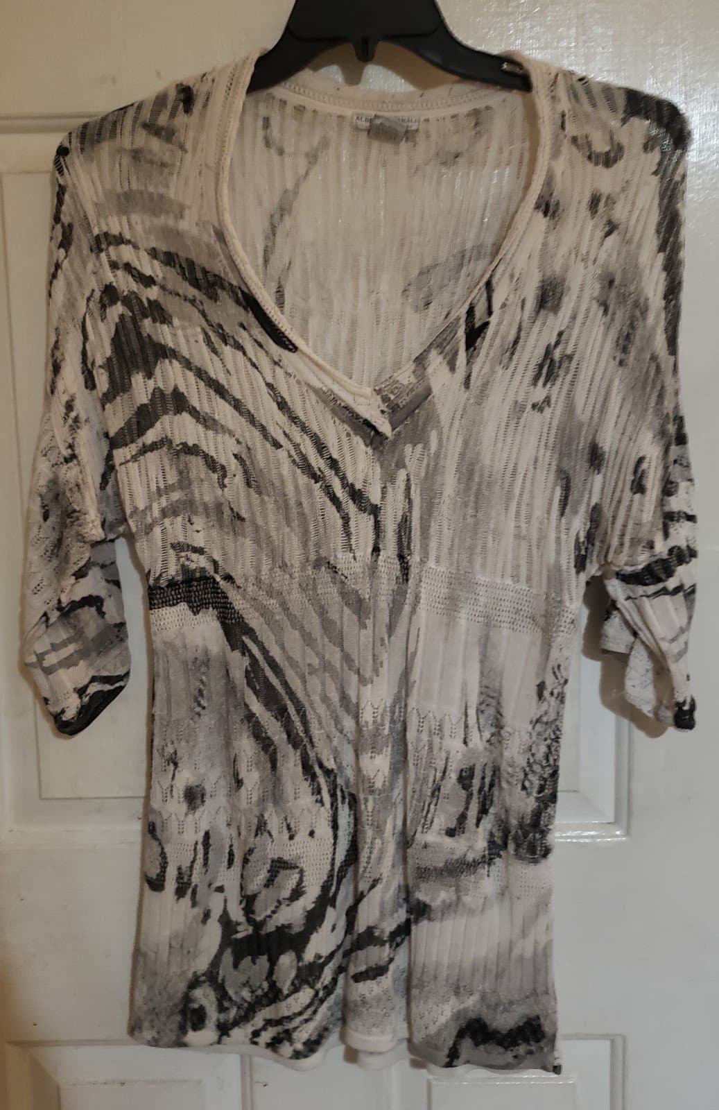 Alberto Makali Tie-Dye Print Plunge Neckline Sweater - Image 1