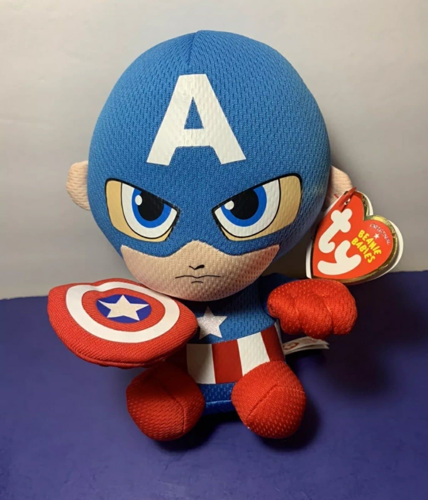 TY Beanie Plush Marvel CAPTAIN AMERICA Super Hero Toy Figure. With Tag - Image 1