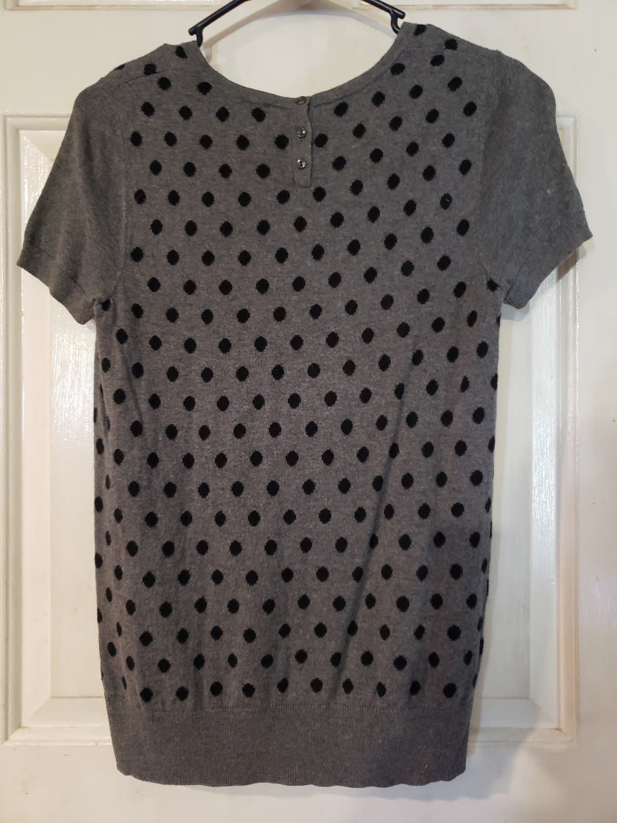 Ann Taylor LOFT Polka Dot Crew Neck Short Sleeve Sweater Top Size : XS - Thumbnail 3