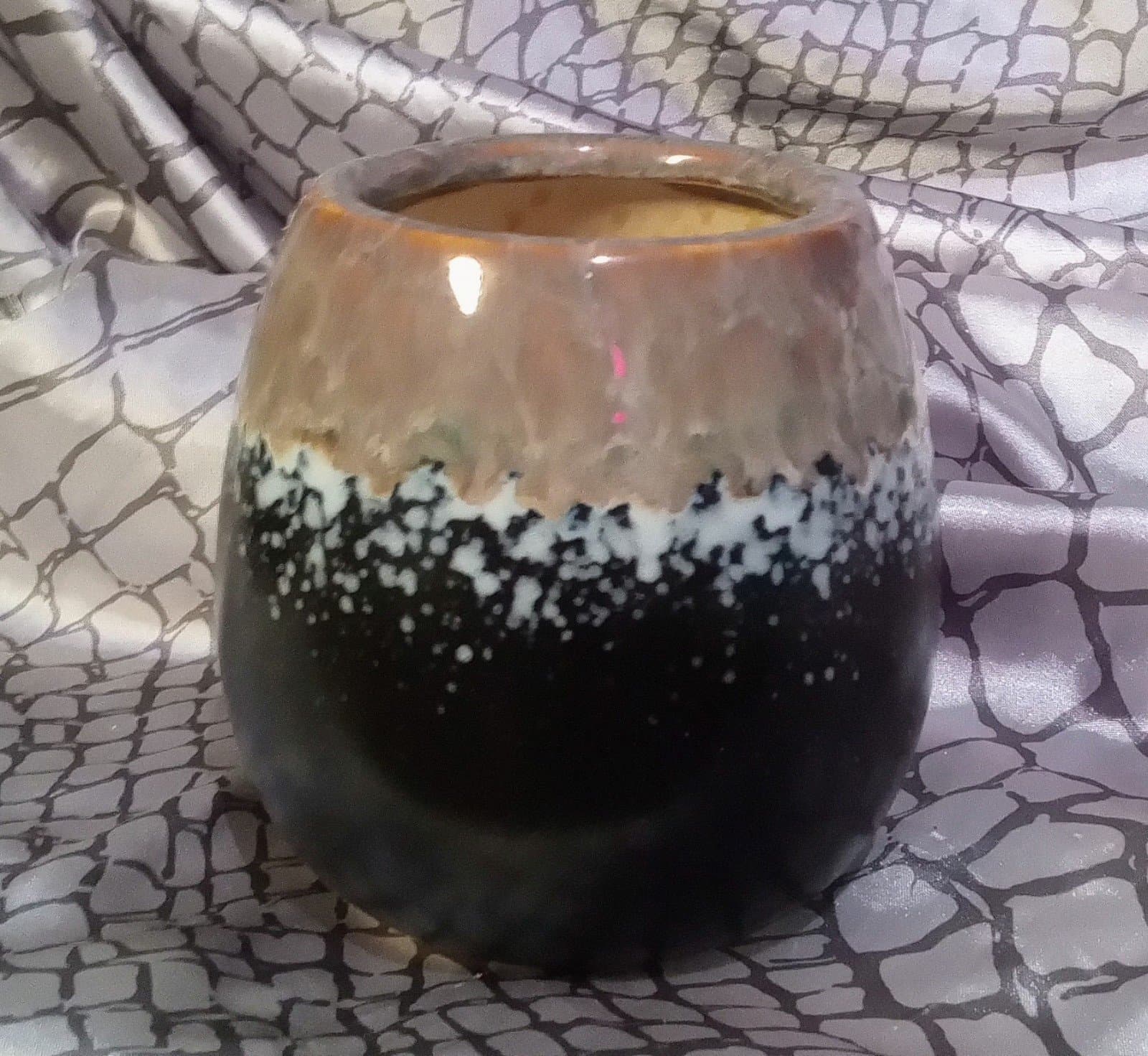 Vintage Blue And Beige Vase. 6" Tall - Thumbnail 2