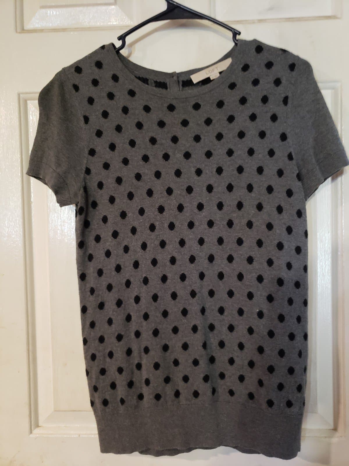 Ann Taylor LOFT Polka Dot Crew Neck Short Sleeve Sweater Top Size : XS - Image 1