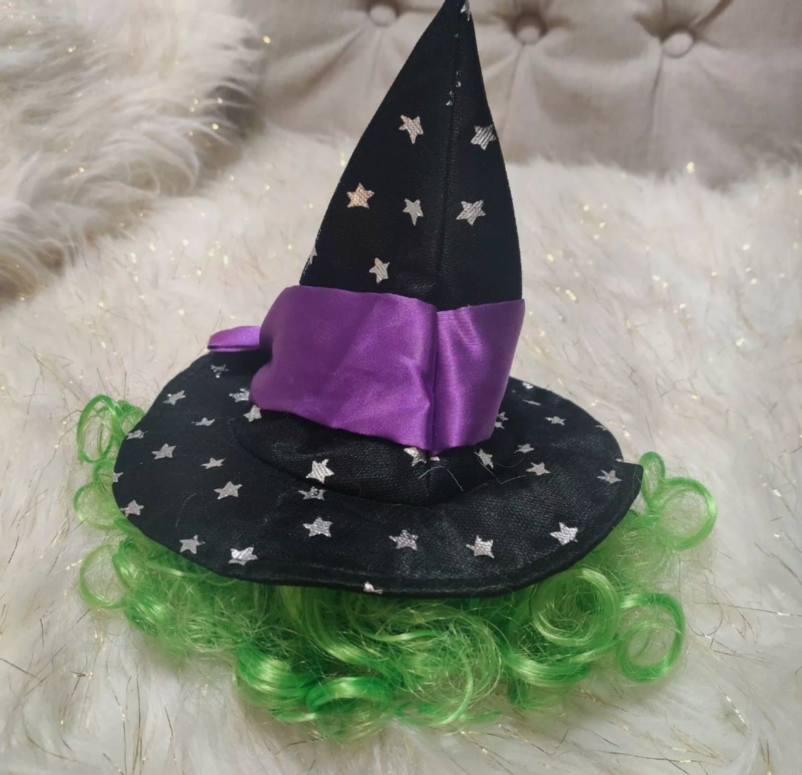 Rubies Pet Witch Hat with Green Hair Size S/M. Not used. - Thumbnail 3