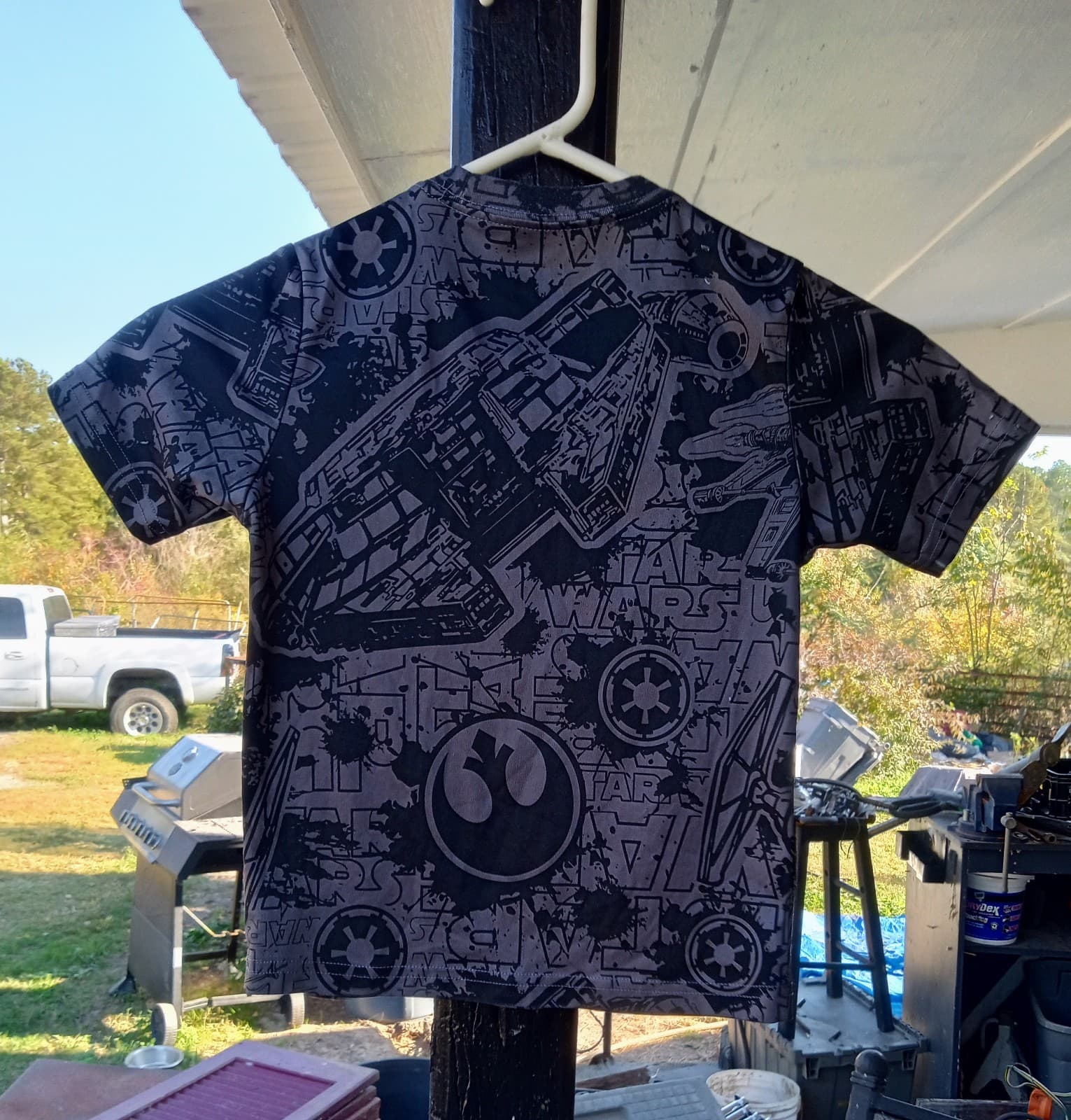 Boys Size XS 4-5 Disney Star Wars Gray Summer Short Sleeve Shirt Top Green - Thumbnail 3