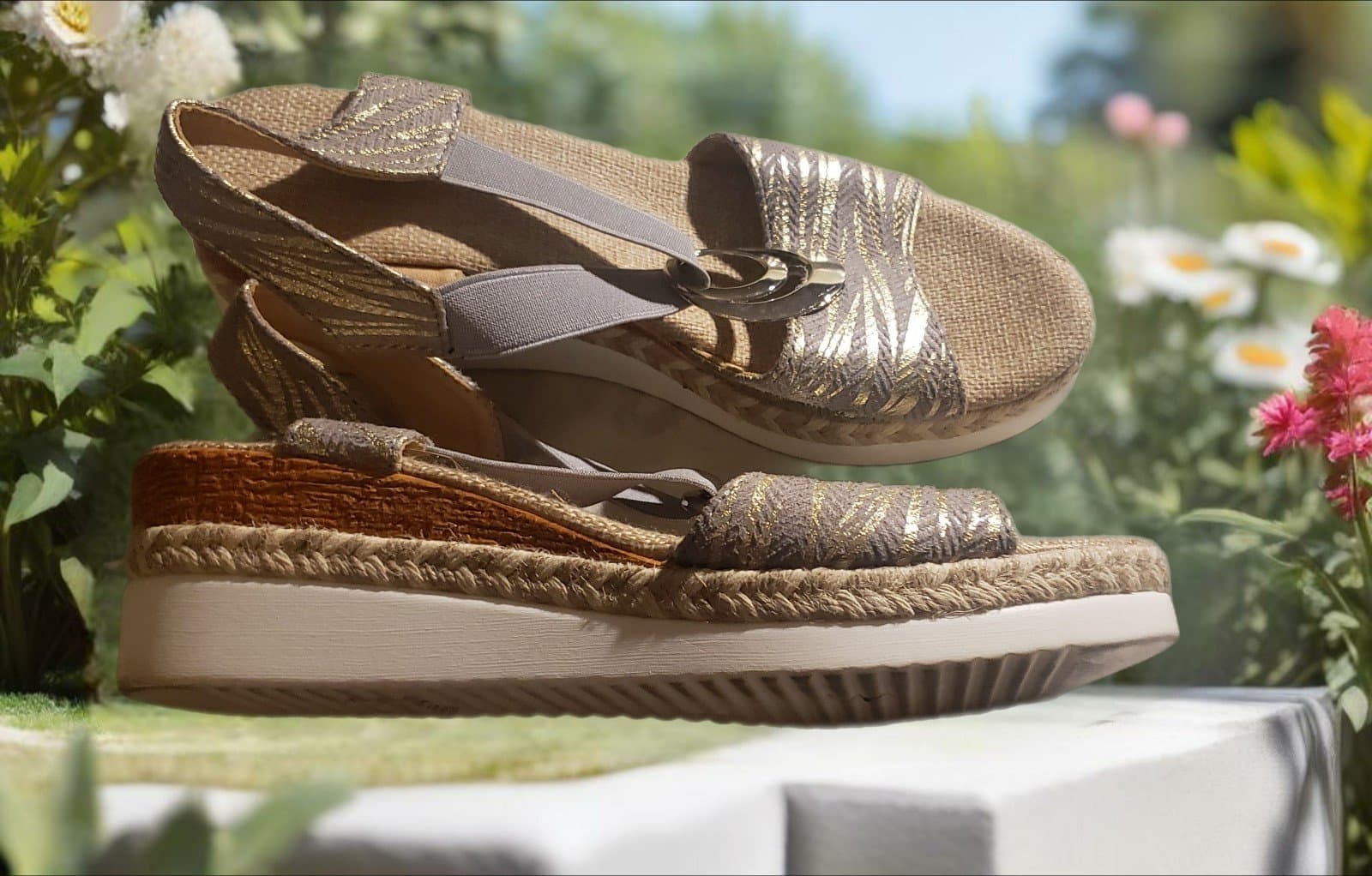 Daznico Sandals Women,Thick Soled Rope Platform Soled Roman Sandals Women's Casu - Thumbnail 2