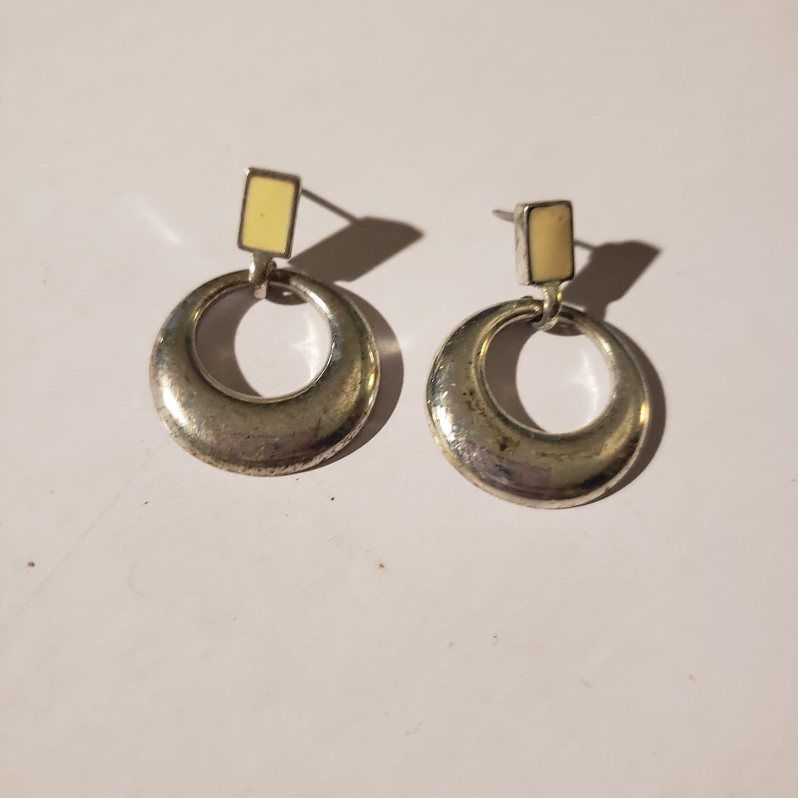Vintage Silver Hoop Pierced Earrings - Image 1