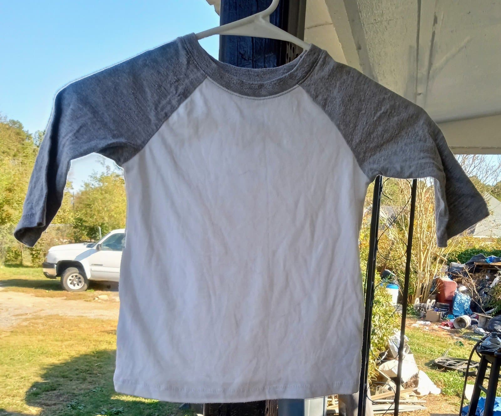 Old Navy 3T White & Grey Long Sleeve Shirt - Image 1