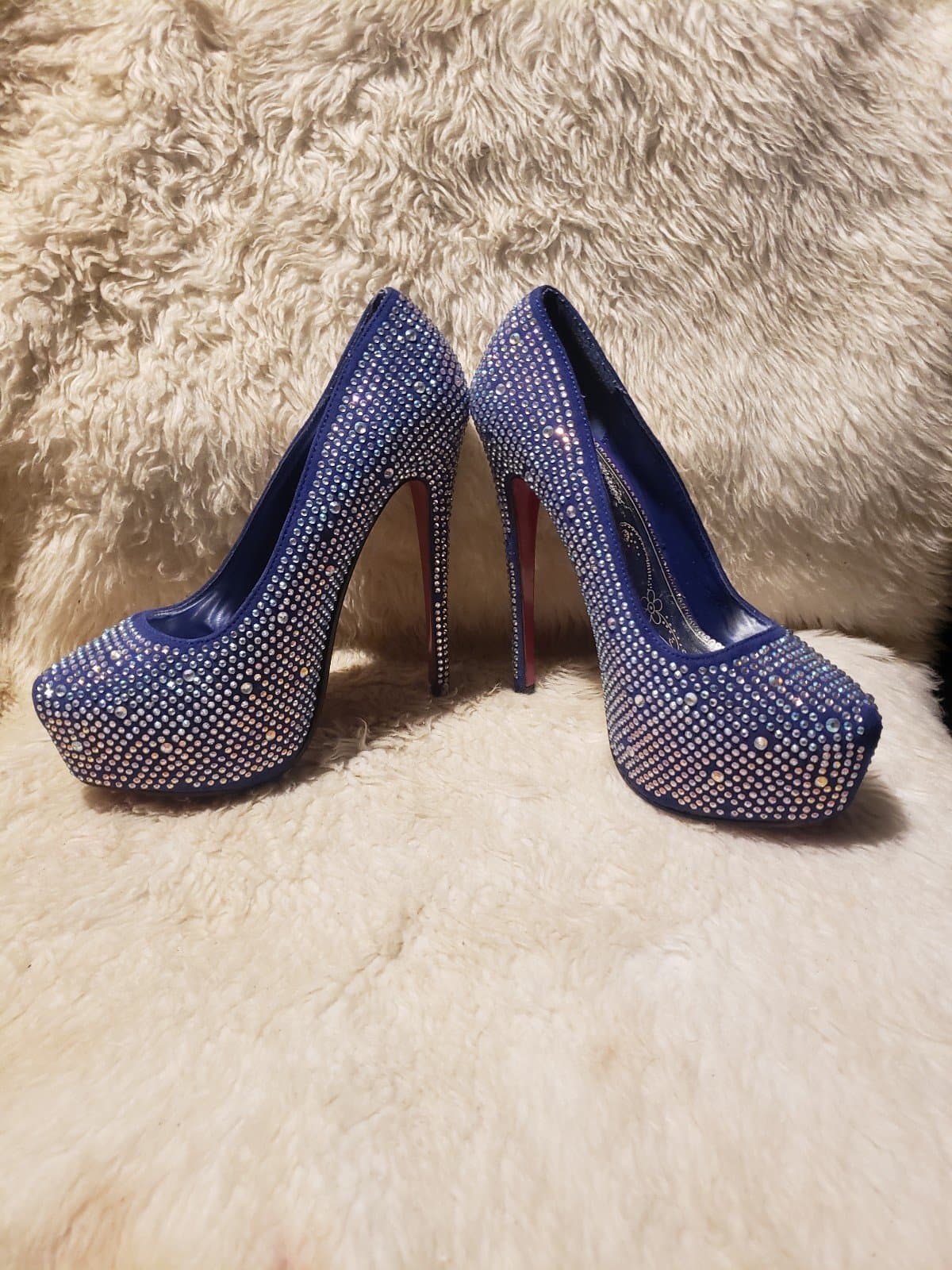 Lasonia Royal blue platform Dazzled heels Size 7 - Thumbnail 2
