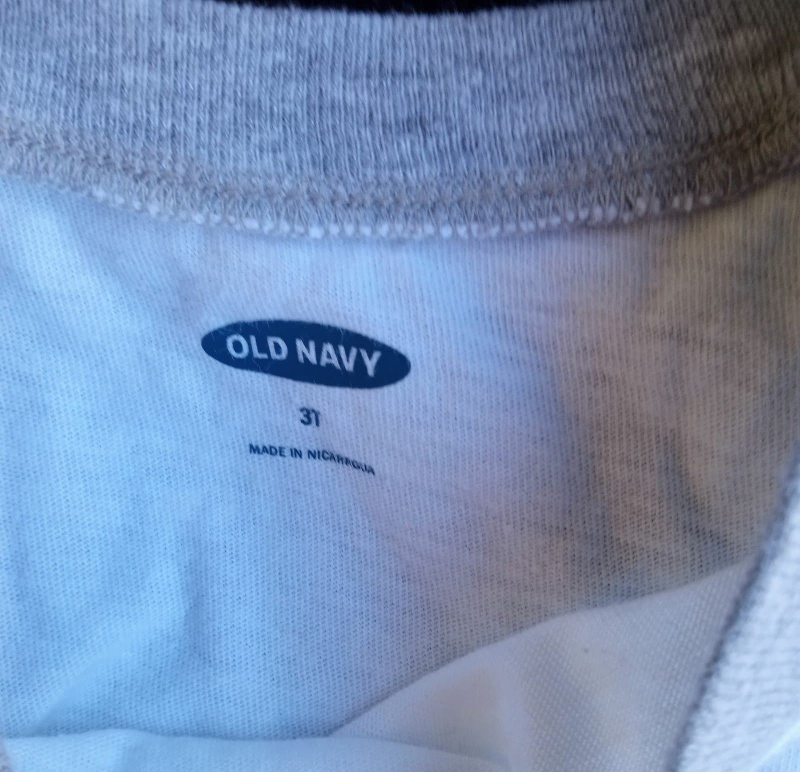 Old Navy 3T White & Grey Long Sleeve Shirt - Thumbnail 2