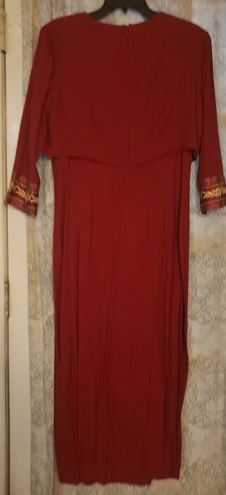Periwinkle embroidered Red Dress, Size 18 - Thumbnail 3