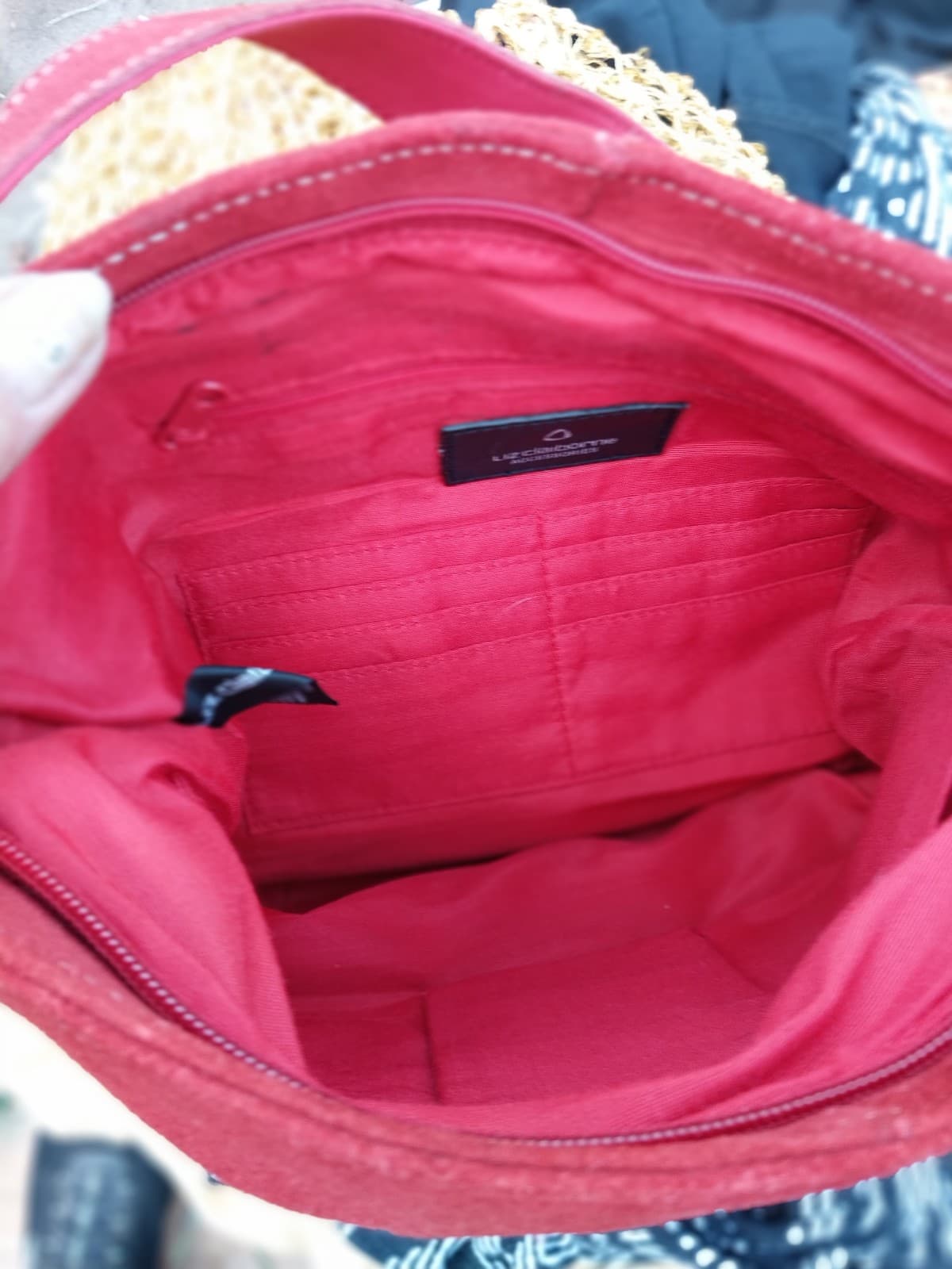 Liz Claiborne Ladies Suede Small Red Bag - Thumbnail 4