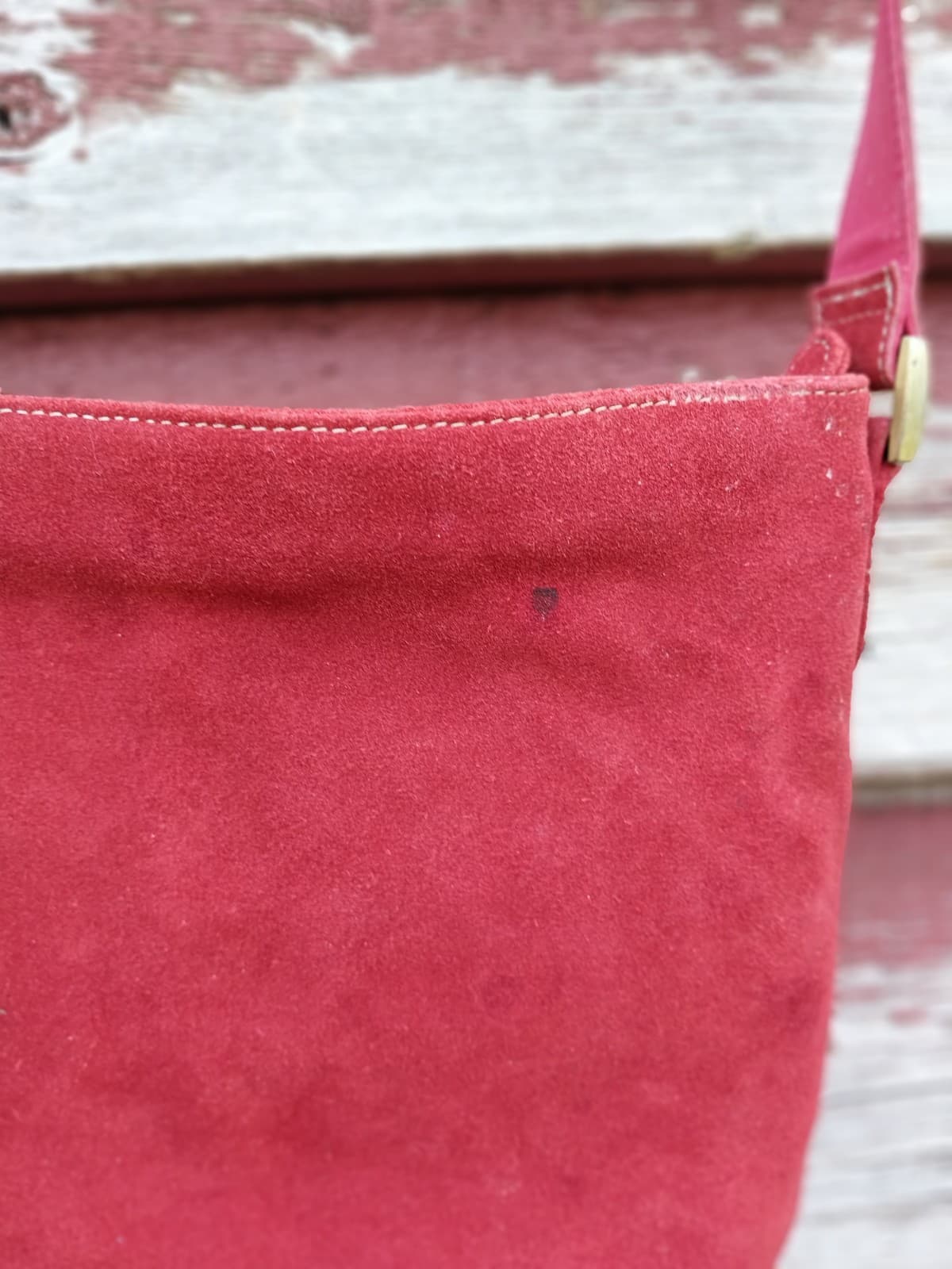 Liz Claiborne Ladies Suede Small Red Bag - Thumbnail 5