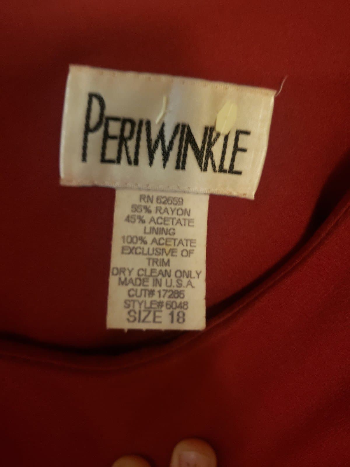 Periwinkle embroidered Red Dress, Size 18 - Thumbnail 2