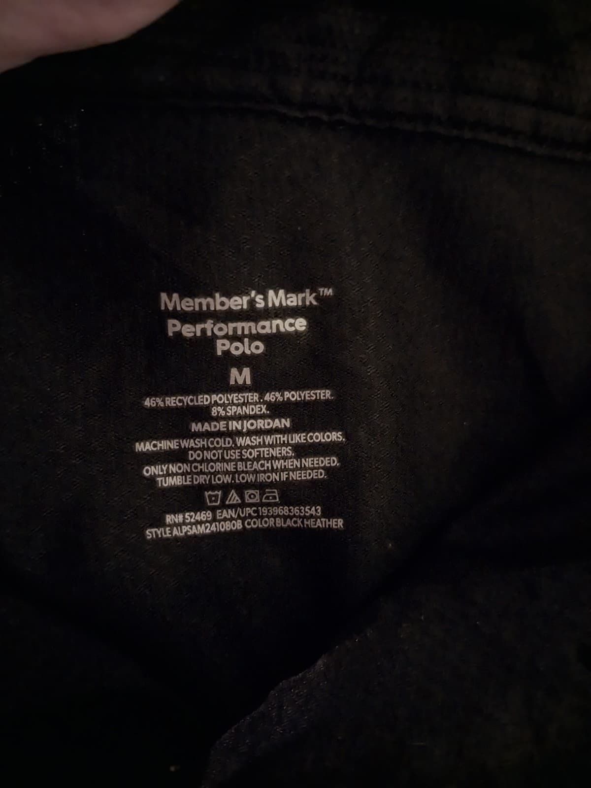 Members Mark Mens Polo Shirt Size Medium Black Short Sleeve - Thumbnail 3