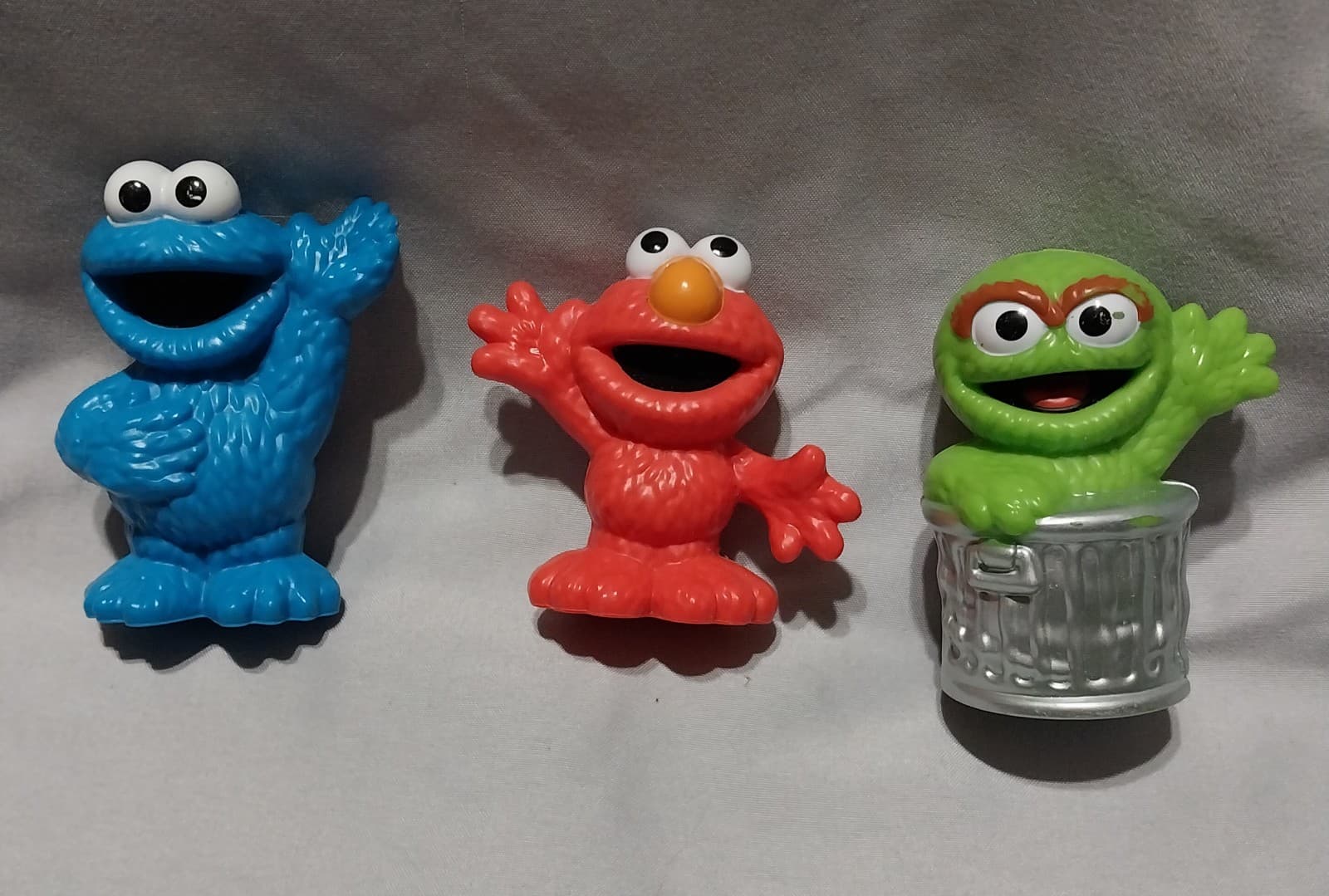 Lot of 3 Hasbro Sesame Street Oscar the Grouch Elmo Cookie Monster Cake Toppers - Image 1
