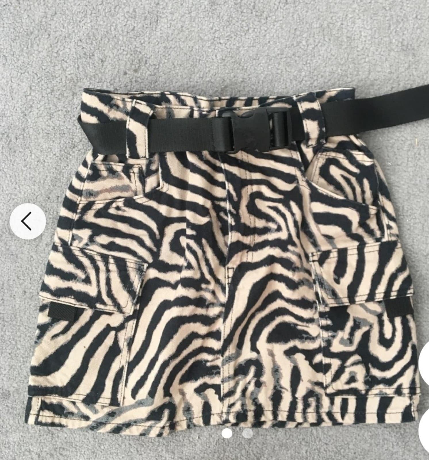 Topshop Zebra print cargo skirt with buckle belt, Size 6 - Thumbnail 2