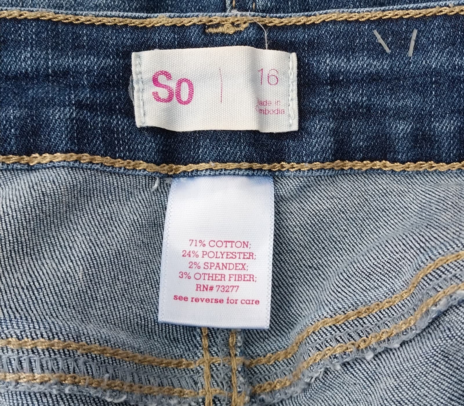 SO® Button Front Jean Skirt. Girls size 16 Juniors - Thumbnail 3