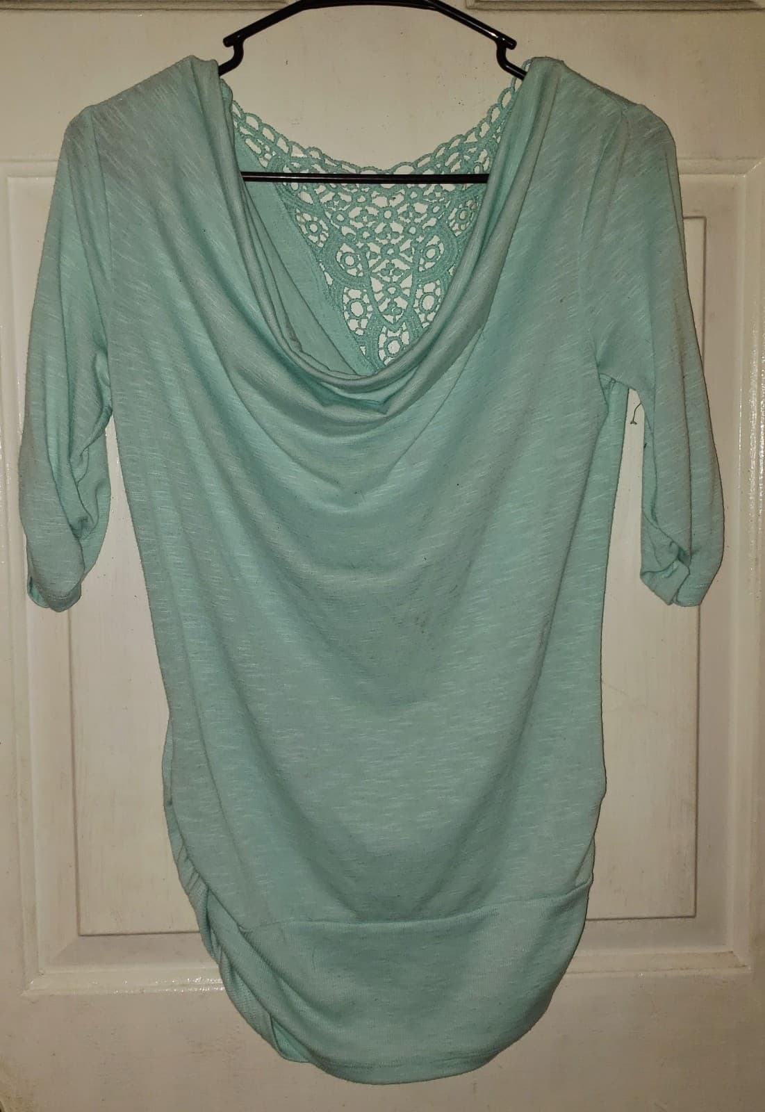 No Bounderies3/4 Sleeve Mint Color Top Crochet Detail Sz Sm - Image 1