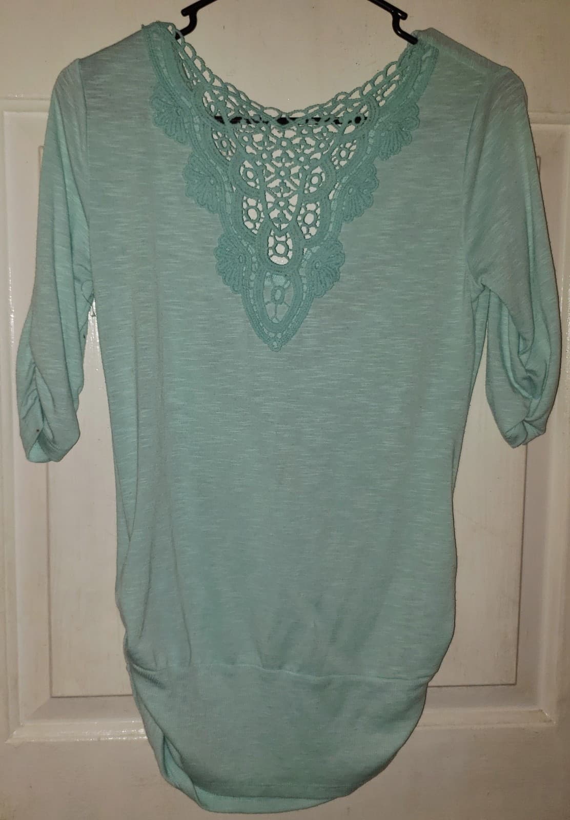 No Bounderies3/4 Sleeve Mint Color Top Crochet Detail Sz Sm - Thumbnail 2