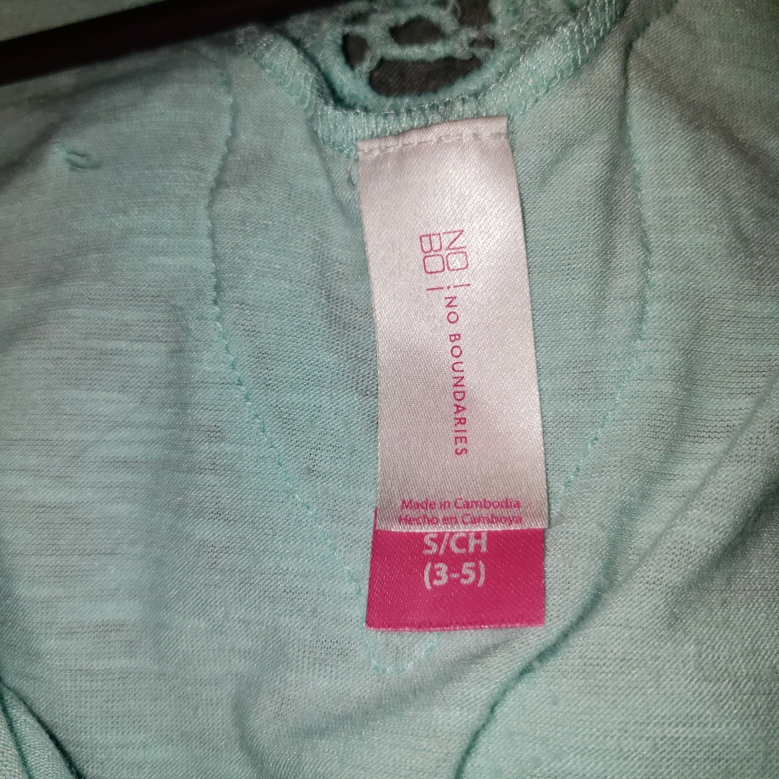 No Bounderies3/4 Sleeve Mint Color Top Crochet Detail Sz Sm - Thumbnail 3