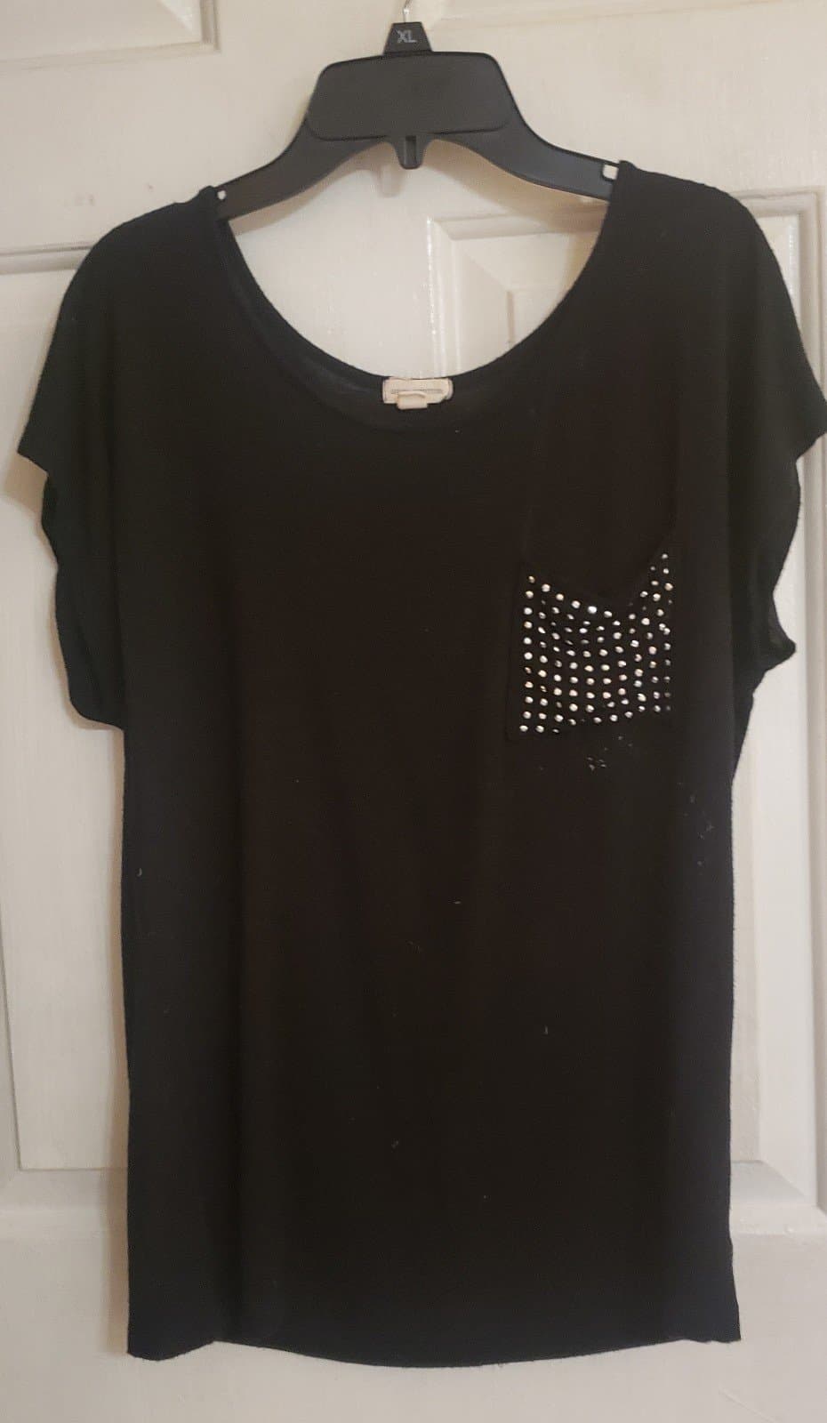 Zenana Outfitters Black Shirt With Sequins On Front Pocket - Image 1