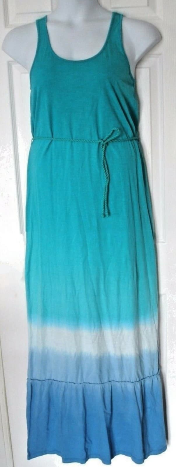 G.H. Bass & Co Peacock Green & Light Blue Beach Maxi Dress Size Small - Image 1