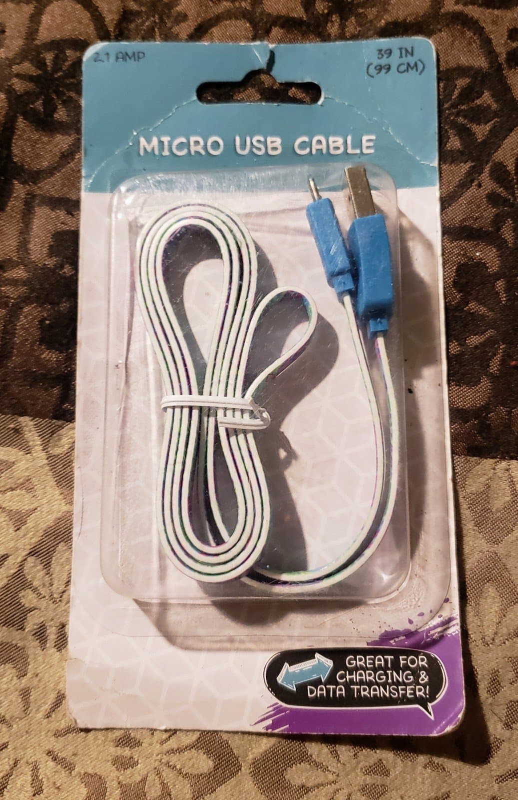 Android Blue & Purple Micro USB Cable - Image 1