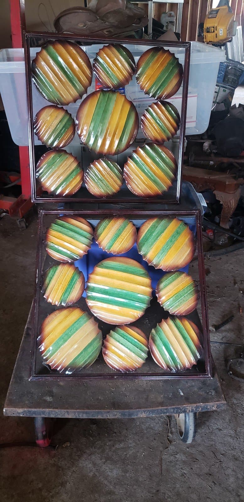 2 Colorful Metal Wall Art Pictures. Size 24"x24" - Thumbnail 2