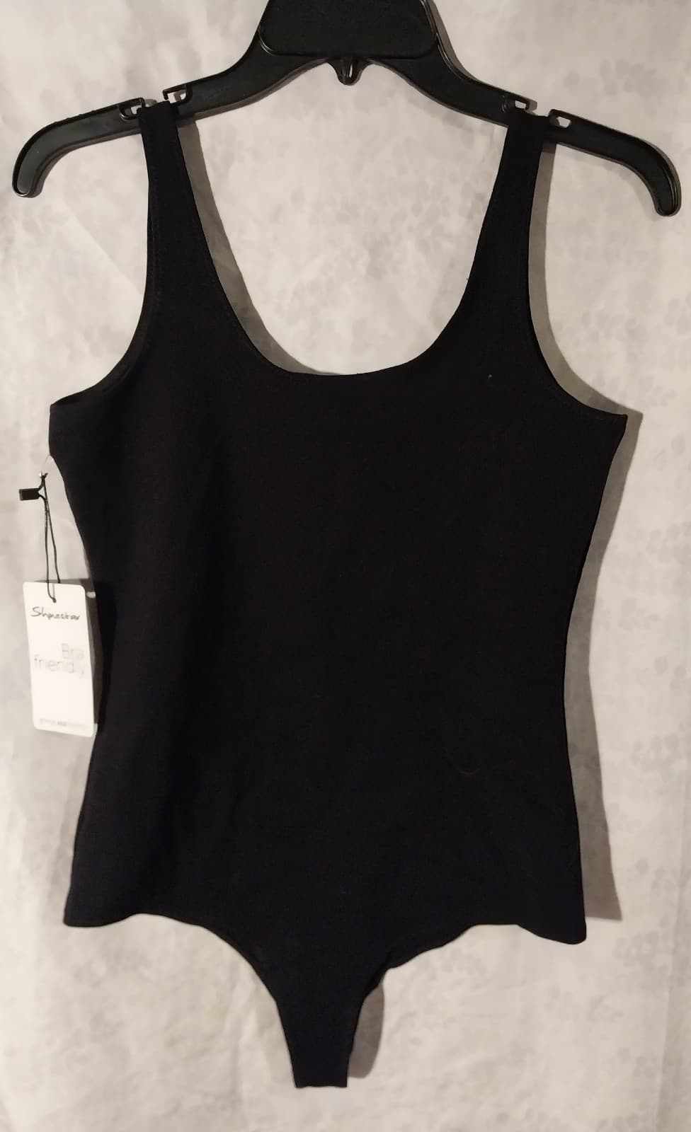 Shinestar Black Ponte Snap Bodysuit Bra Friendly Scoop Neck. Size Medium - Thumbnail 3