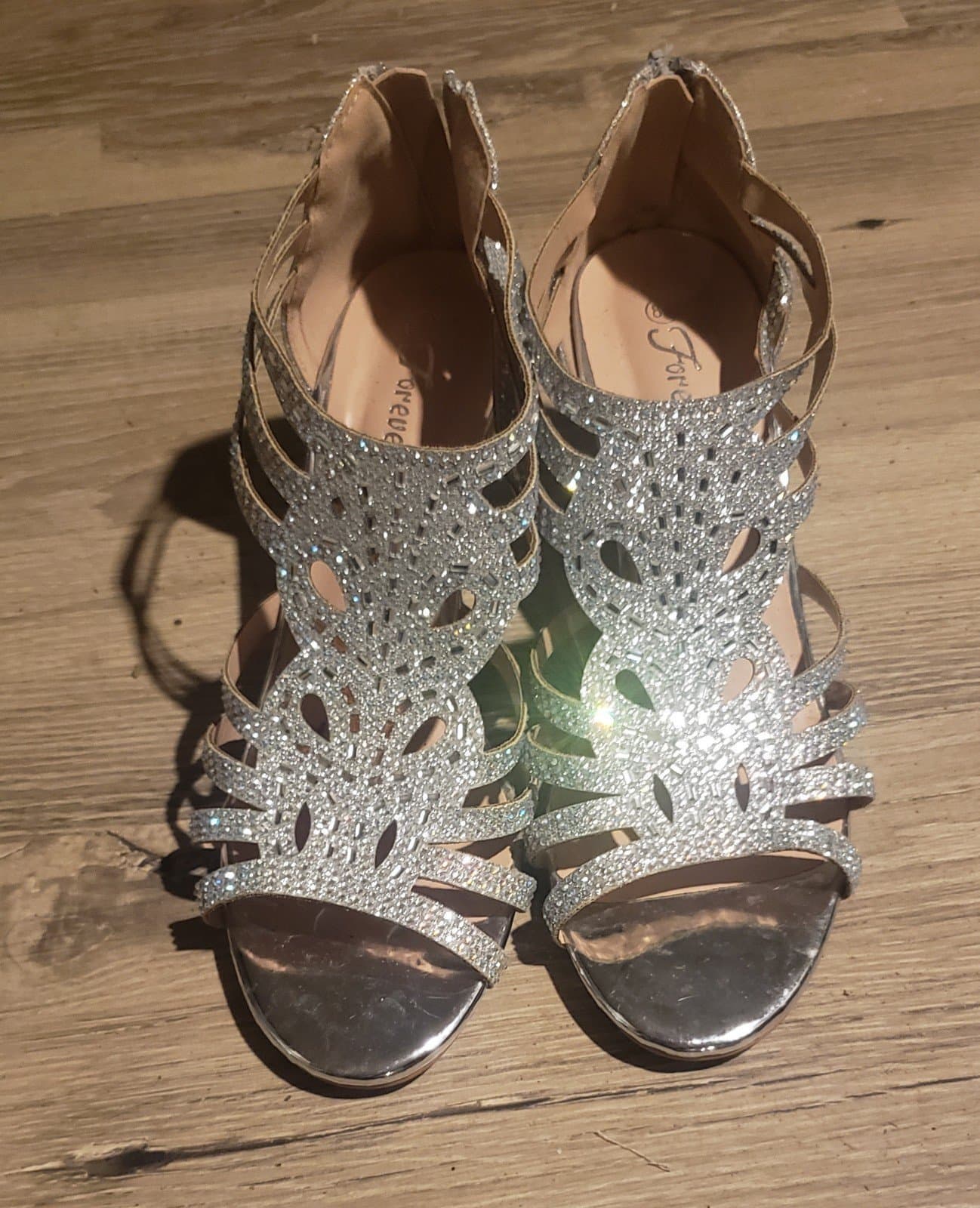 Forever 21 Rhinestone Crystal Glitter High Heel Formal Sandal Womens 8.5 - Image 1