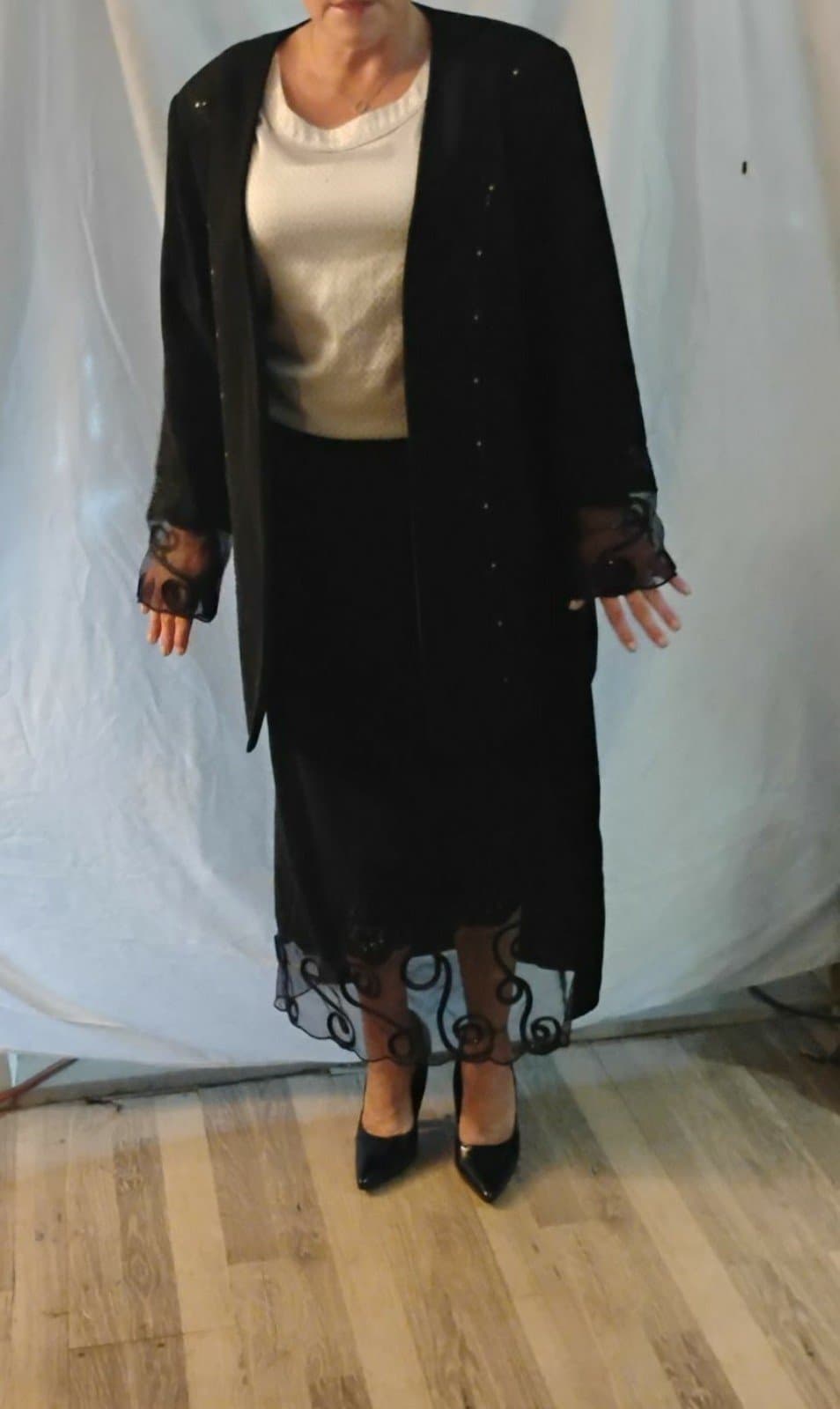 S.O.G.I.C Suits Of God In Church. 2 Piece Black & Lace Skirt Suit - Thumbnail 6