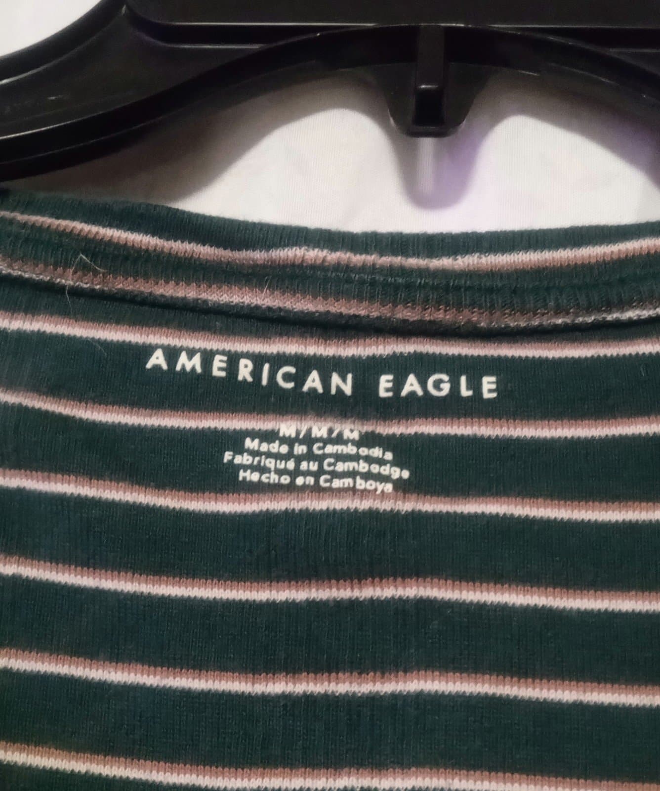 American Eagle Green Striped Crop Top - Thumbnail 3