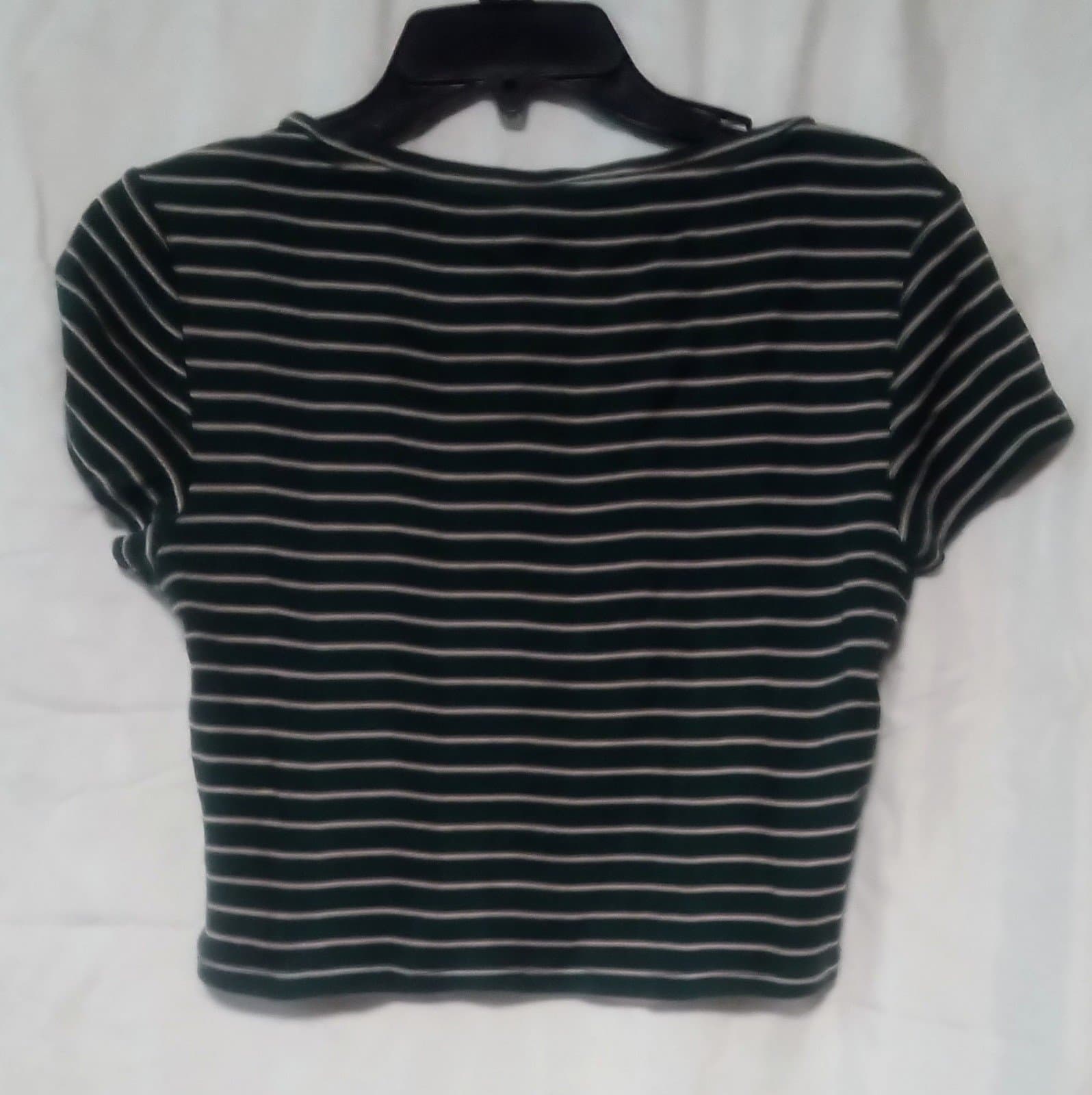 American Eagle Green Striped Crop Top - Thumbnail 2