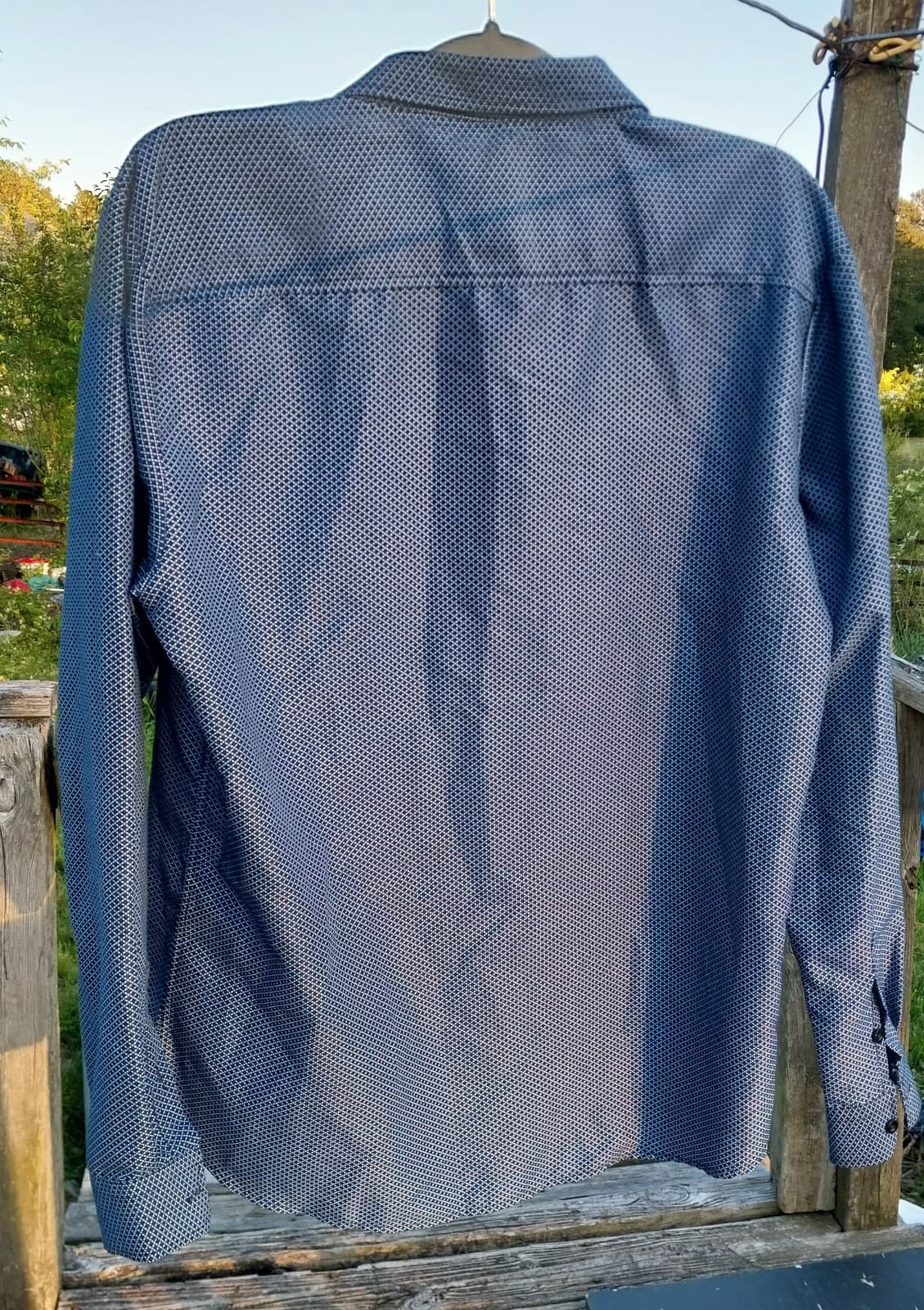 Long Sleeve Blue Paisley Button Down Shirt - Thumbnail 3