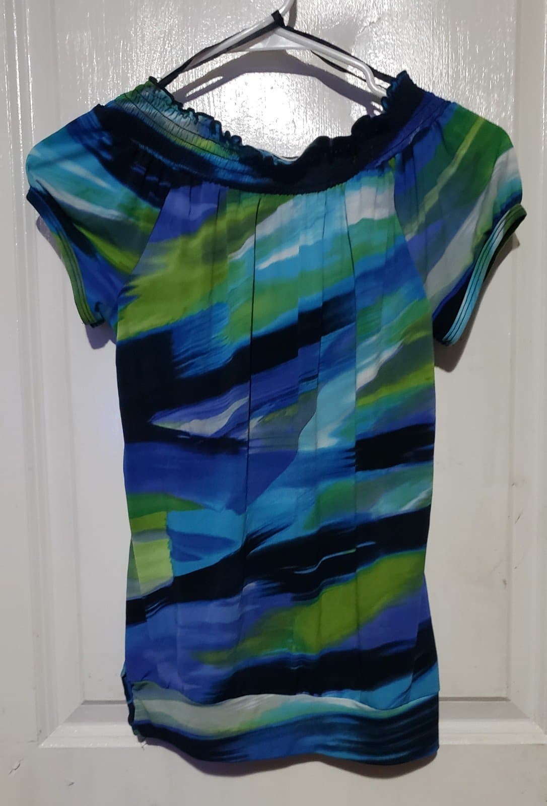 BCX Womens short sleeve black multicolor blouse - Thumbnail 3