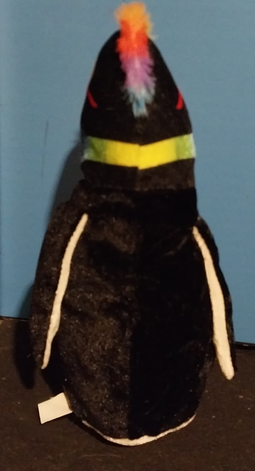 National Priza and Toy Penguin Plush with Rainbow Mohawk Headphones 11" - Thumbnail 3