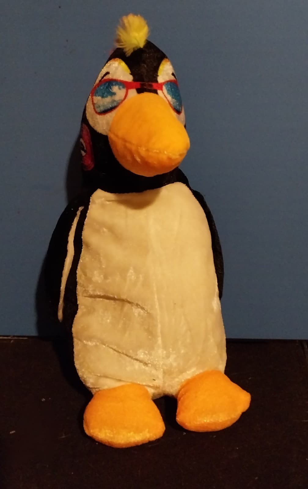 National Priza and Toy Penguin Plush with Rainbow Mohawk Headphones 11" - Image 1